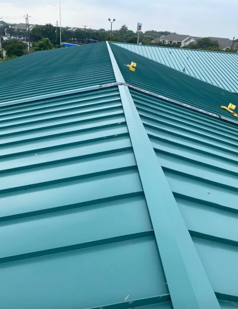 Green commercial metal roof ridge and valley for Metal Roof Repair in Lower Windsor